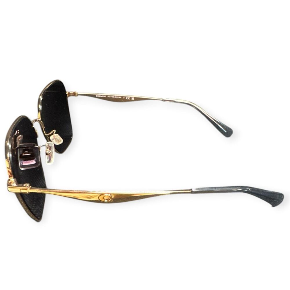 Coach Gold Sunglasses HC 7168‎ Shiny Rose Gold Metal Gray with Case Glam 145mm - Picture 6 of 11